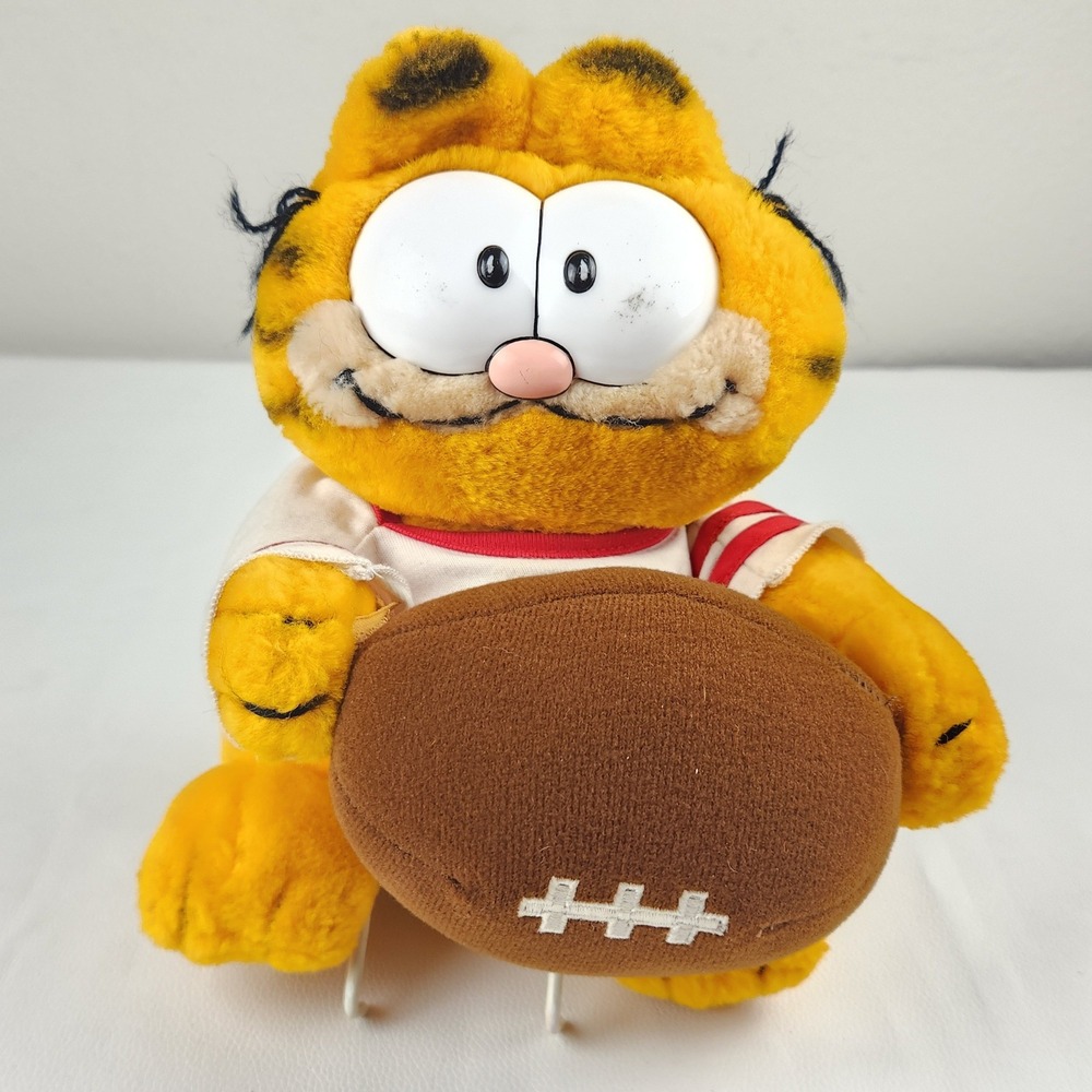 Dakin Garfield Plush Vintage 1981 Football is My Life Jersey Toy Orange Cat